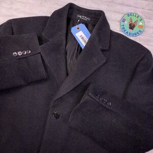 Ralph Lauren Mens Overcoat Black Wool Cashmere Lined Trench Top Coat Jacket‎ 42R